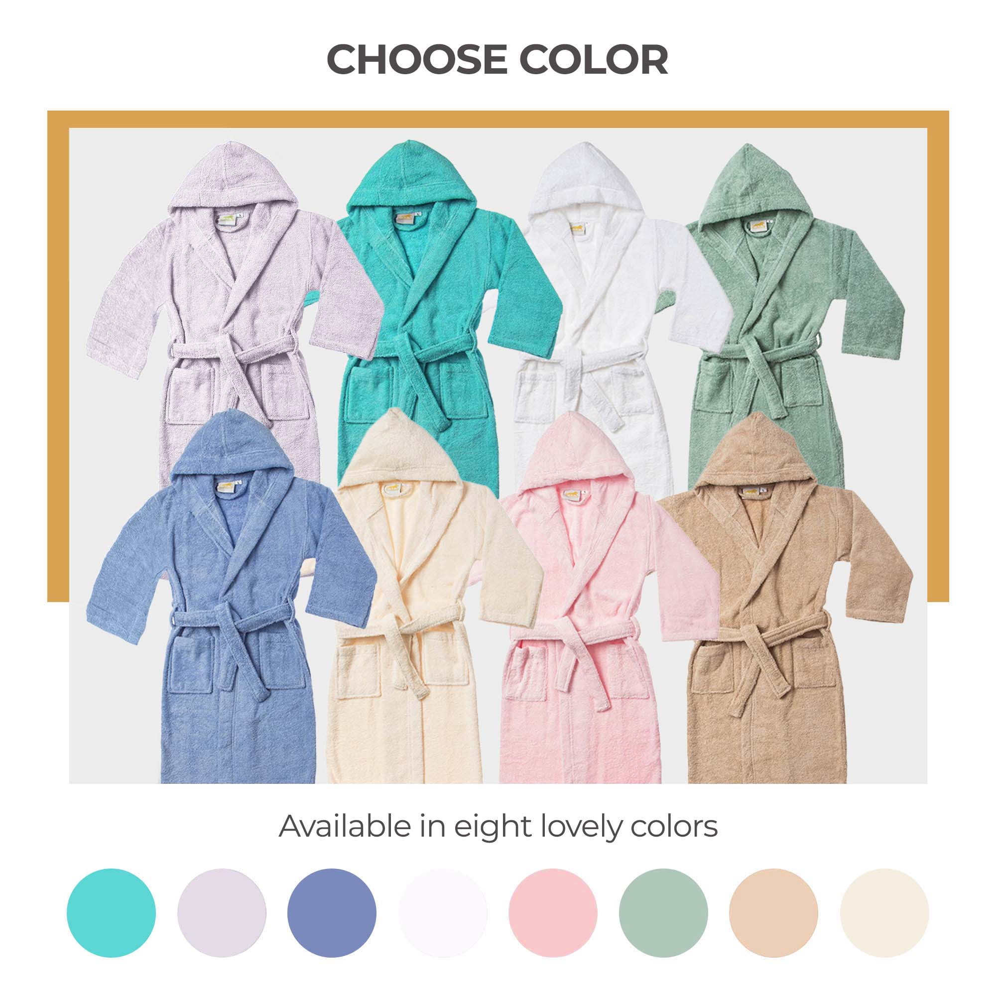 Cotton Kids Soft Lightweight Hooded Bathrobe, Small/Medium, Ivory