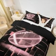 thumbnail image 2 of Erosebridal Ball Games Comforter Cover Twin,Rubgy Sport Comforter Cover Twin,Neon Light Ombre Pink Geometry Duvet Cover Twin For Girls,Super Cozy Room Decoration Reversible,3-Piece（No Comforter）, 2 of 5