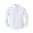 thumbnail image 5 of Hjtefg Girls Ruffle Trim Blouse, Long Sleeve Dress Shirt for School Performances and Everyday Wear, White Formal Top with Decorative Detail for Children,Color: White Size: 17-18 Years, 5 of 9