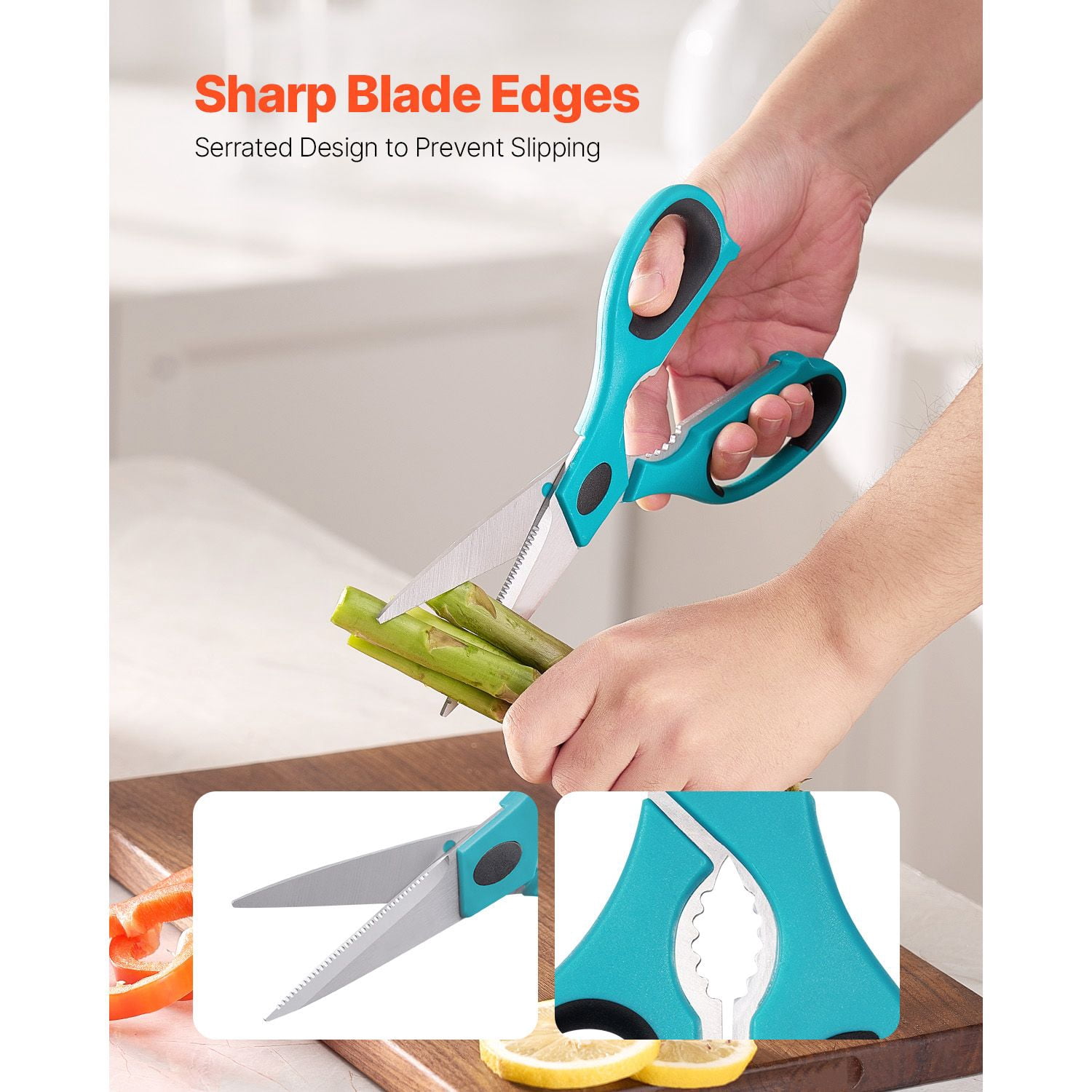 Multi-Purpose Kitchen Scissors Heavy Duty, Stainless Steel All-Purpose Shears, for Meat Herbs Vegetables Packaging Nuts Food Prep Cutting