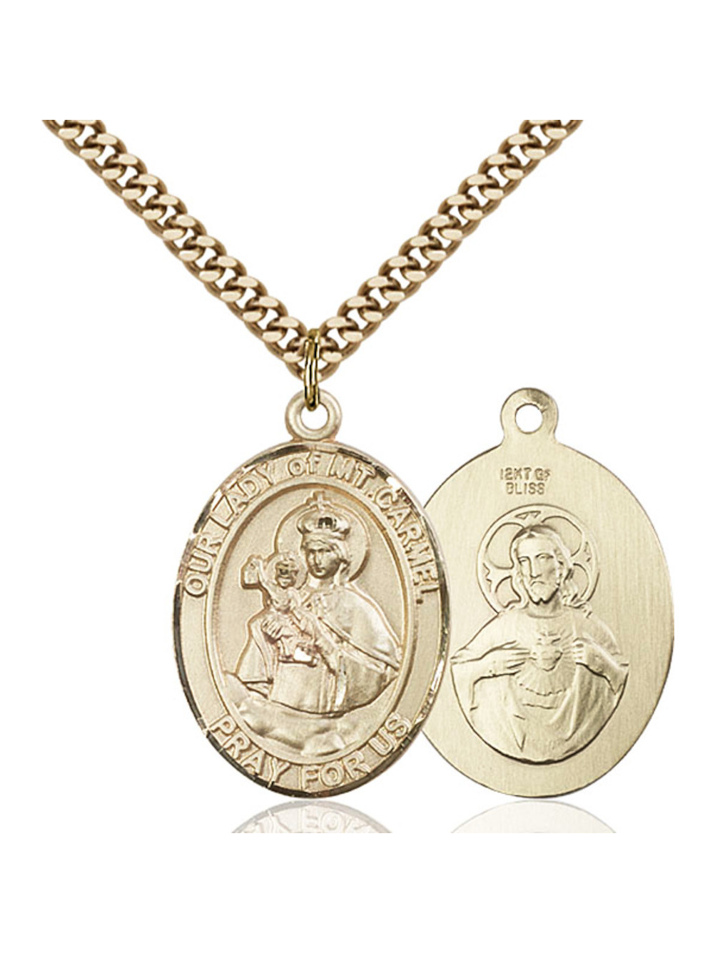 Gold Filled Our Lady of Mount Carmel Pendant 1 x 3/4 inches with Heavy ...