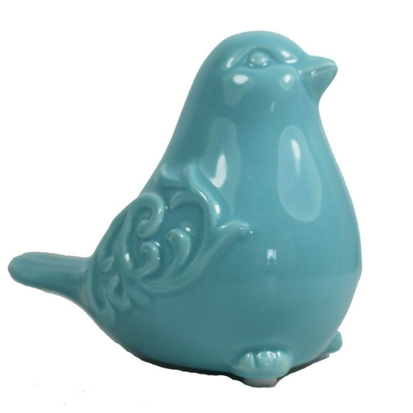 KiaoTime New French Garden Cottage Bird Figurine Decorative Blue Glazed Ceramic Bird Figurine, Bird Statue, Bird Sculpture Home Garden Wedding Decor (Blue)