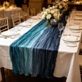 thumbnail image 2 of Leodye 1PCS Gradient Crinkled Sheer Gauze Table Runner, Transparent Table Flag for Wedding and Party Table Decor -70.86*35.43in, 2 of 6