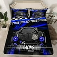 thumbnail image 2 of Erosebridal Fast Car Sheet Set Twin,Black Blue Bedding Sets Twin Size,Car Theme Twin Sheet Sets,Microfiber Geometric Room Decorative,3pcs, 2 of 7