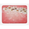 thumbnail image 1 of Coral Bath Mat, Blossoming Tree Branch Japanese Cherry Sakura Fresh Spring Garden Romantic, Non-Slip Plush Mat Bathroom Kitchen Laundry Room Decor, 29.5 X 17.5 Inches, Coral Green White, Ambesonne, 1 of 2