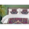 thumbnail image 4 of Ambesonne Hamsa Duvet Cover Set, Doodle Swirls Evil Eye, 2-Calking, Magenta Aqua Peach, 4 of 7