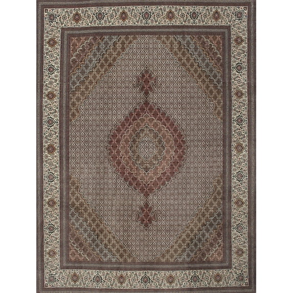 Ahgly Company Indoor Rectangle Traditional Dark Brown Medallion Area Rugs, 5' x 8'