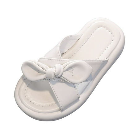 

Penkiiy Toddler Shoes Baby Girls Cute Fashion Solid Color Bow Non-slip Soft Sole Beach Sandals Slippers Cool Sandals for Kids 5.5-6 Years White 2023 Summer Deal