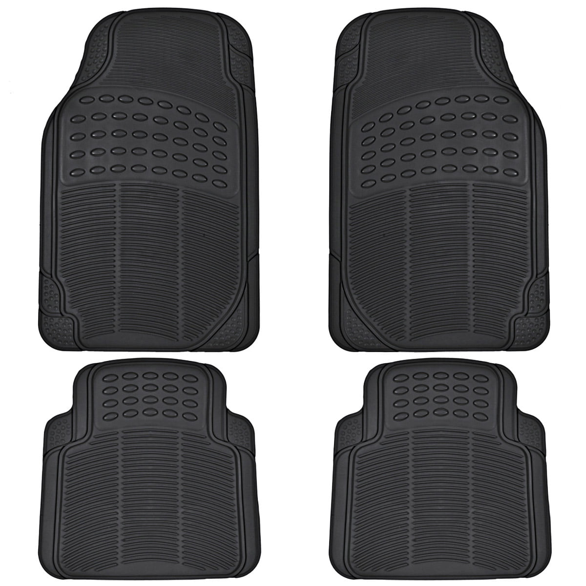 Red/Black Two Tone Seat Cover Set and Heavy Duty Rubber Floor Mats Car Truck SUV