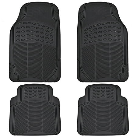 BDK All Weather Rubber Floor Mats for Car SUV & Truck - 4 Pieces Set (Front & Rear), Trimmable, Heavy Duty Protection