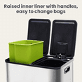 thumbnail image 5 of EDX 2 x 8.3 Gallon Dual Garbage Recycle Trash Can with Lid, Inner Buckets for Kitchen, Stainless Steel, Sliver, 5 of 11