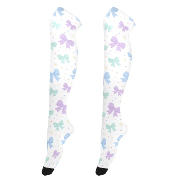 Bows Stars High Thigh Socks Over Knee Thin Tights Long Stocking for Women Leg Warmer