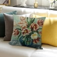 thumbnail image 3 of Orinice   Floral Throw Pillow Covers Oil Painting Pink Flowers Green Leaves in Blue Vase Pillow Cases   Decorative Cushion   for Couch Chair Bedroom 20x20in, 3 of 5