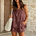 thumbnail image 2 of Vdoaml Women 2 Piece Matching Set Ladies Strapless Tube Top Shorts Loose Casual Polka Dot Summer Lounge Outfits L Brown, 2 of 4