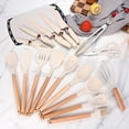 thumbnail image 2 of Kitchen Utensil Set, Kitchen Knife Set with Block & 11 PCS Cooking Utensils Set,Heat Resistant Silicone Utensils, 6 Piece Sharp Stainless Steel Chef Knives with Whisk and Cutting Board (White), 2 of 8