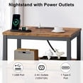thumbnail image 6 of Beddle Nightstand with Charging Station, LED Bedside Table with 2 Fabric Drawer, 2-Tier End Table for Bedroom, Living Room, Rust, 6 of 8