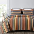 thumbnail image 2 of Chezmoi Collection Avery Striped Cotton Quilt Set Queen Size, 3-Piece Soft Pre-Washed 100% Cotton Quilt, Multi-Color, 2 of 9