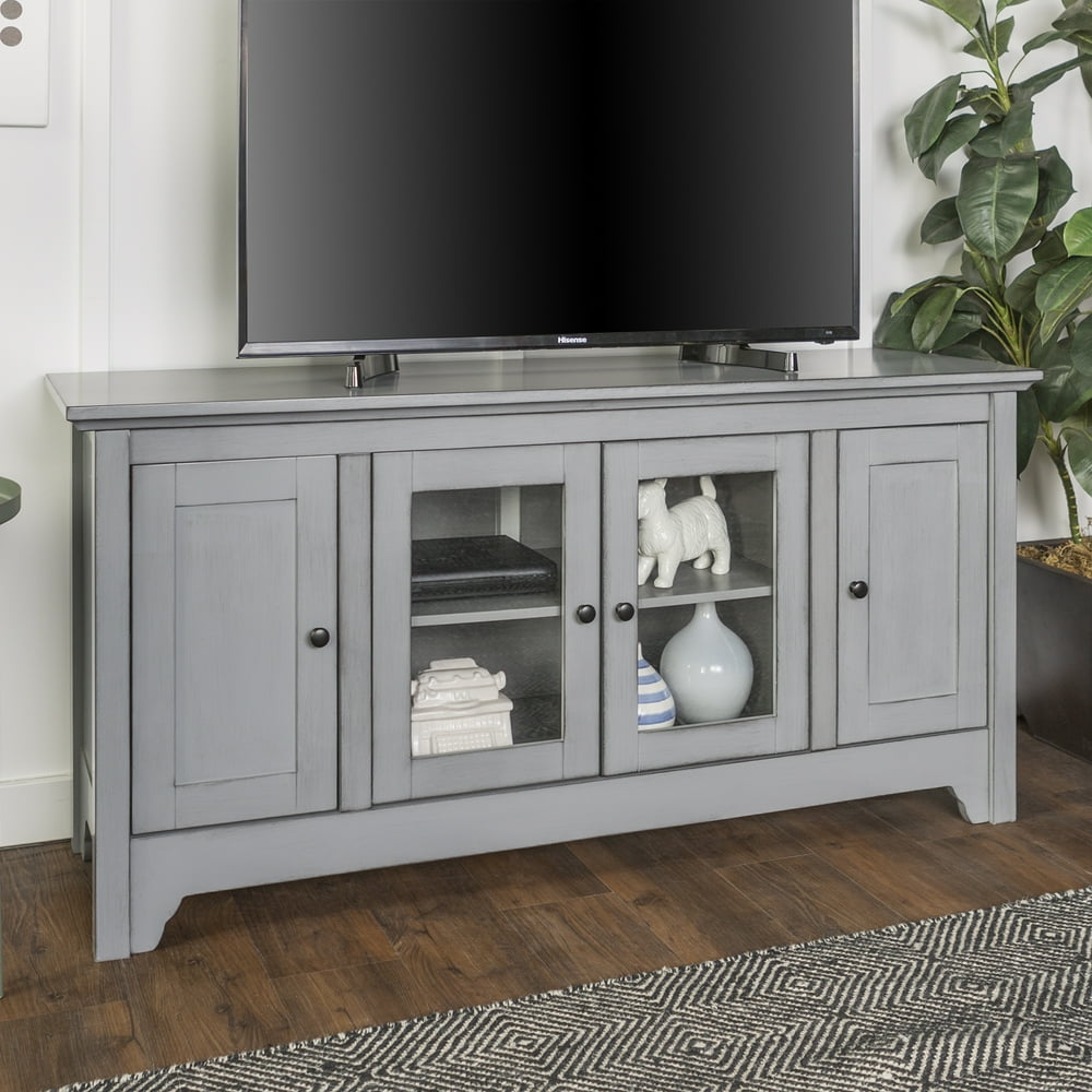 Walker Edison Antique Grey Wood TV Stand for TVs up to 58" Walmart