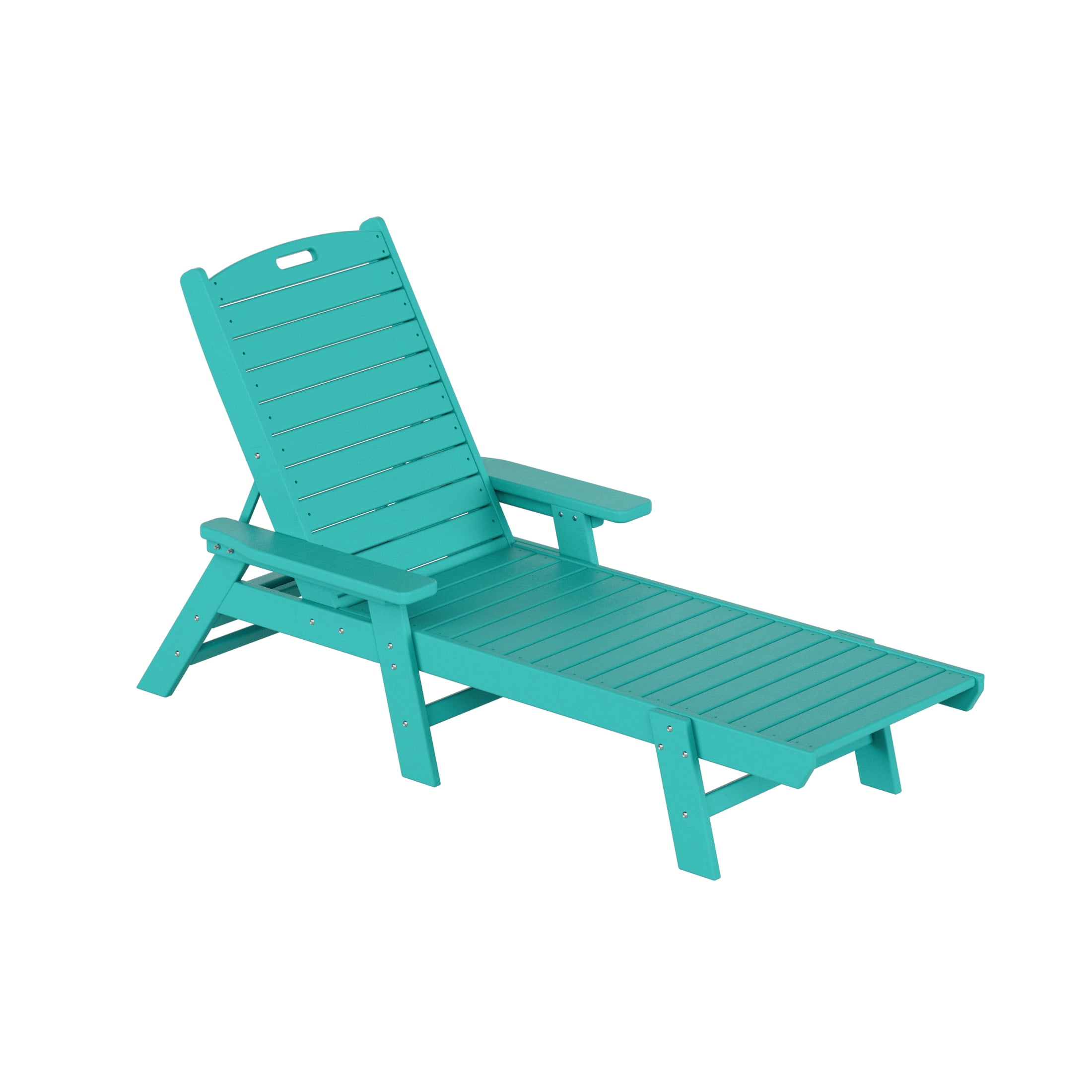GARDEN Plastic Outdoor Chaise Lounge Chair with Adjustable Backrest, Turquoise