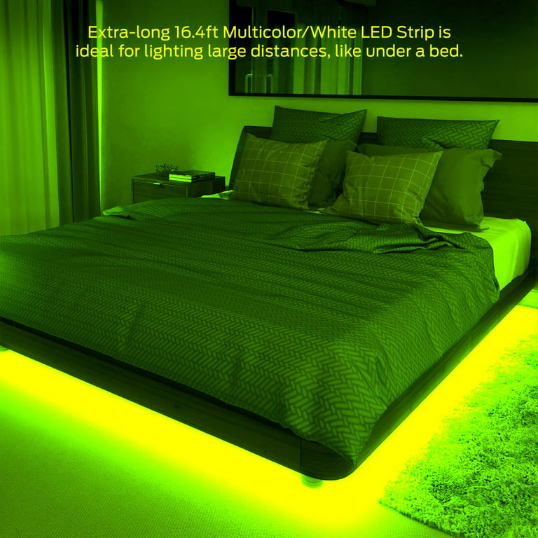 gys Kategori Taknemmelig Monster Illuminessence 16.4' RGB LED Strip Mood Light Kit Power with 12V 2A  24W DC Adapter and Premium RF Touch Remote - Walmart.com