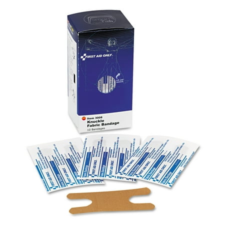 First Aid Only Plastic Bandages - First Aid Only Knuckle Bandages, Individually Sterilized, 10/Box