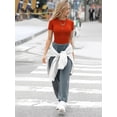 thumbnail image 6 of MOYIKO Crewneck T Shirts for Women Short Sleeve Slim Fitted Tees Basic Tight Summer Tops, 6 of 7