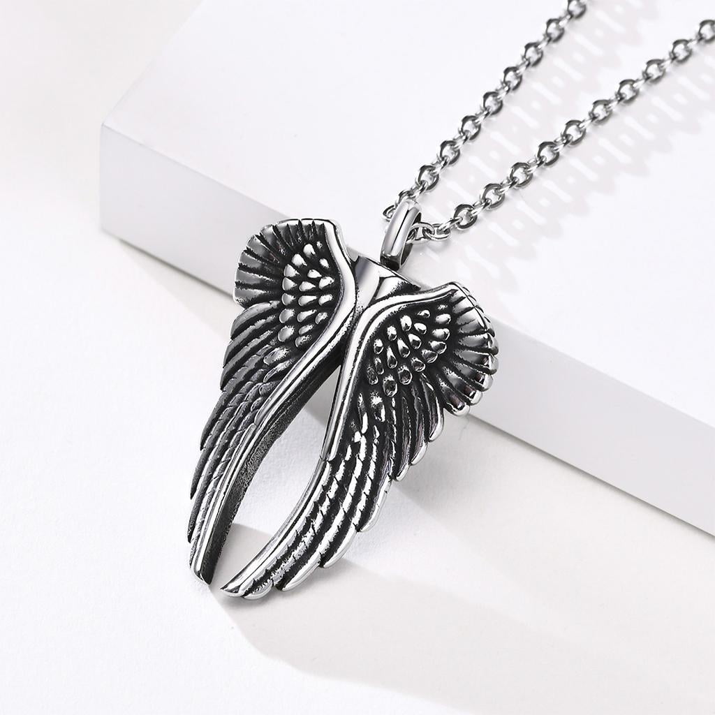 Collana con ciondolo urna cremazione ala angelo in argento sterling 925 per cene