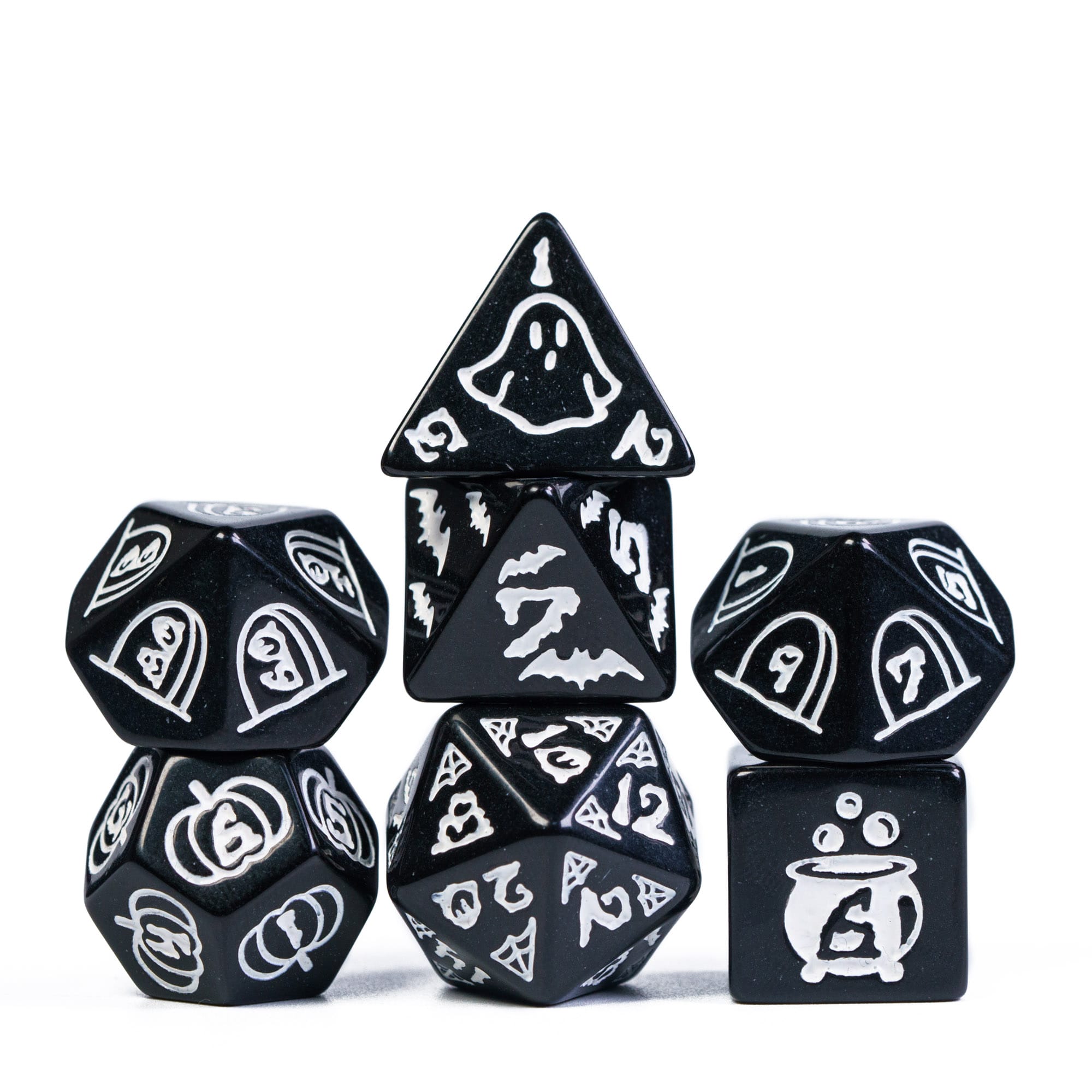 Cusdie Halloween DND Dice Set 7Pcs D&D Dice Pumpkin Bat Ghost D4D20