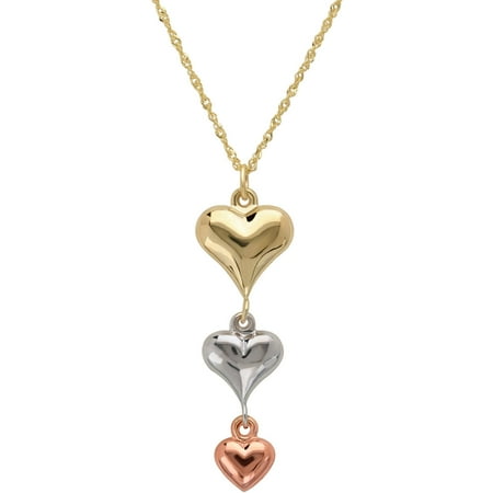 Simply Gold Puffed Heart 10kt Yellow, White and Pink Gold...