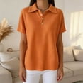 thumbnail image 3 of cocolona Summer Collar Shirts for Women Lapel Short Sleeve Button Tops Dressy Casual Basic Loose Solid Color Blouses, 3 of 6