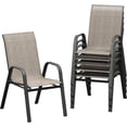 thumbnail image 1 of Patio Chairs Set of 6, Outdoor Stackable Dining Chairs with Textilene Fabric, All-Weather Deck Stacking Chairs with High Back for Backyard Poolside Garden Balcony, Brown, 1 of 8