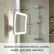 Fancii Mira 10X Magnifying Mirror with Light, Natural Daylight LED, 6.5 Wide, Suction Cup, Square