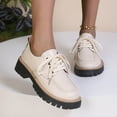 thumbnail image 4 of Beige Ladies Fashion Round Toe Leather Shoes In British Style With Matte Finish And Lace Up Closure For Everyday Use, 4 of 8