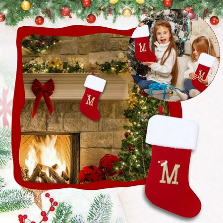 

HIBRO Character Alphabet Christmas Stockings Christmas Tree Ornament Pendant Candy Bag Christmas Scene Dress Gift Bag