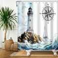 thumbnail image 4 of MIZHONA Ocean Lighthouse Shower Curtain Nautical Coastal Beach Theme Fabric Bathroom Curtain 60x72 in, 4 of 4