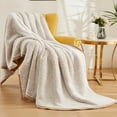 thumbnail image 2 of EMME Fuzzy Fleece Blanket Warm Large Queen Size Ultra Soft Sherpa Blanket Microfiber Cozy Blanket for Bed Couch Sofa Lightweight Reversible Thick Blanket (Tan, 90"x90"), 2 of 6