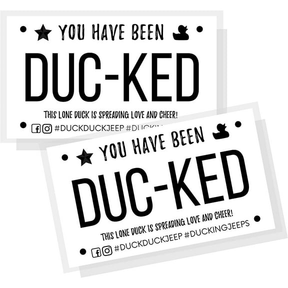 Crafters Cup You've Been Ducked Card  50 Pack  Duck Duck Tag 3.5 x 2 inch Business Card Size  White License Plate Design