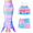 Pink and Blue Stripes, variant on SANMIO Mermaid Tail Swimsuits Mermaid Bathing Suit For Girls Mermaid Tail Multi Ruffled Trim Halter and Trunk 3Pcs Costume Colorful Fish Scale Pattern Swimwear Set 4-10 Years