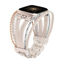 Wearlizer Posh Leather Bands Compatible with Apple Watch Ultra (49mm), Series 8/7(41/45mm), SE/6/5/4(40/44mm) and 3/2/1 (38/42mm) Women Boho Handmade Braided Bracelets Multilayer Wrap Jewelry Strap