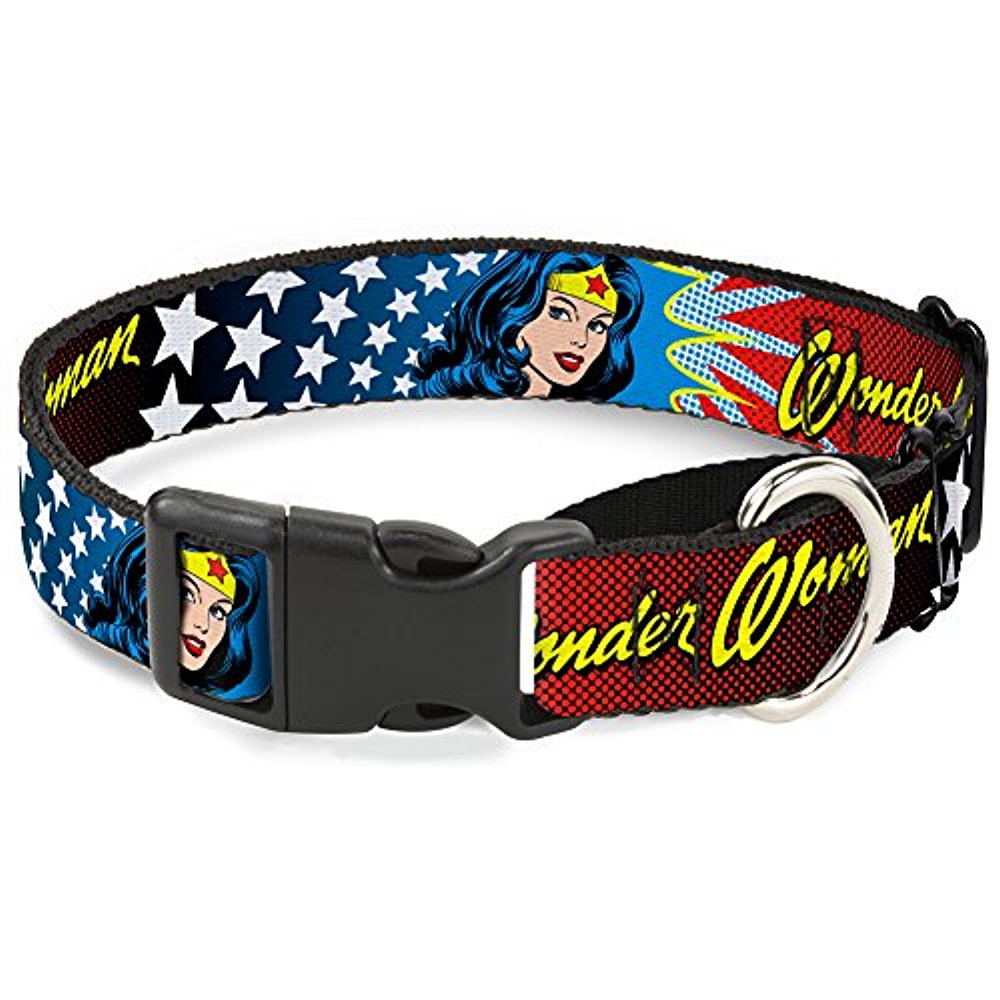 Buckle-Down "Wonder Woman Face with Stars" Martingale Dog Collar