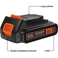 thumbnail image 4 of BLACK+DECKER 20V MAX Battery, 1.5Ah Lithium Ion Battery, Extended Runtime, Compatible with Tools, Outdoor Equipment and 20V Vacuums (LBXR20), 4 of 10