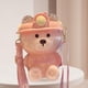 thumbnail image 4 of Botella de agua Kawaii de 1 l con pajita, portátil, ideal para viajes de oficina y para niñas. Rosado, 4 of 7