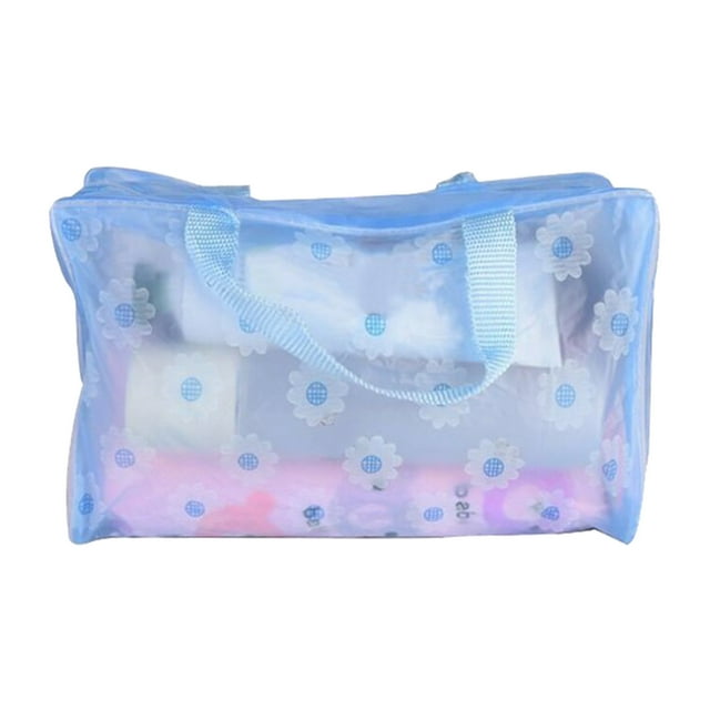 Cosmetic Bag Travel Organizer with Large Capacity Transparent Floral Design for Women Thickened Bath Storage Bag Portable Toiletry Kit Durable Display Travel