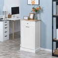 thumbnail image 2 of Kitchen Tilt Out Trash Cabinet,Free Standing Recycling Cabinet Trash Can Holder With Drawer,Wooden Kitchen Trash Can Cabinet,White, 2 of 6