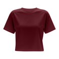 thumbnail image 7 of BODOAO Women's Crop Tee Shirts Crewneck Short Sleeve T-Shirts Pack Summer Casual Solid Slim Fit Active Workout Basic Plain Crop Tops Everyday Streetwear Apparel Wine 2XL, 7 of 7