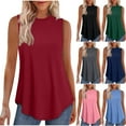 thumbnail image 1 of Camisa para mujer,Camiseta sin mangas de color liso para mujer, cuello redondo, mezcla elástica informal, para uso diario y en casa, sopatenor, 1 of 8