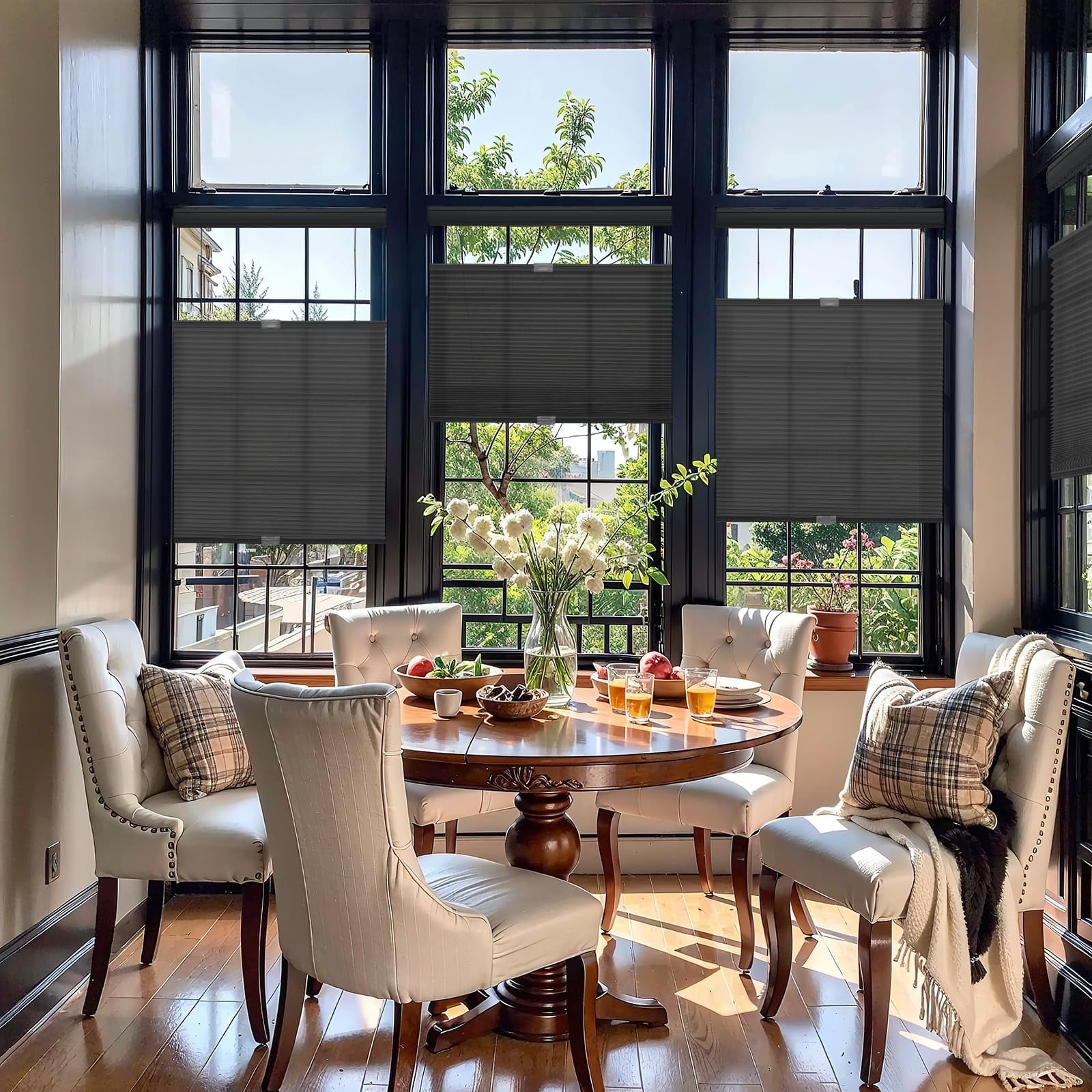 Keego Top Down Bottom Up Shades Cordless Cellular Blindss Double Single Cell Window Blinds Light Filtering Honeycomb Shades Thermal Insulated Blinds(Black-Light Filtering, 44"W x 78"H)