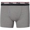 thumbnail image 3 of Fila Men's 4-Pack Logo Band 6" Inseam Boxer Brief Steel Heather/Red/Black/Grey Heather, Small, 3 of 5