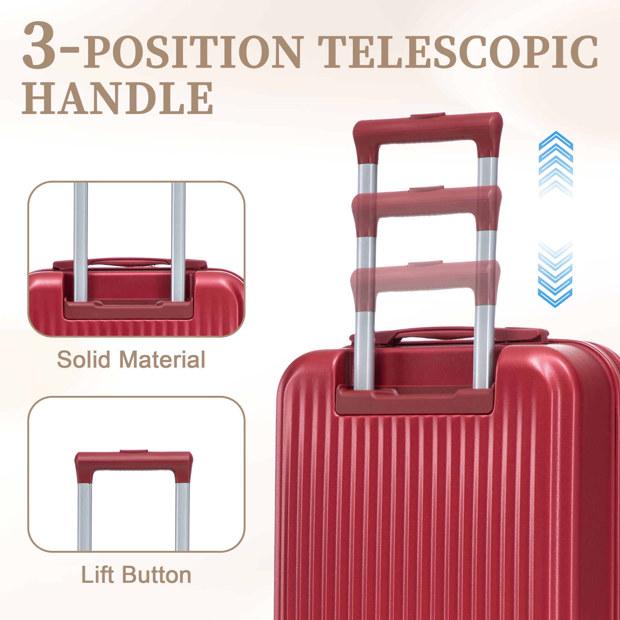 2 PCS ABS Luggage Set, 20" Suitcase + 14" Cosmetic Case, Front Opening Design, 360° Silent Spinner Wheels, Combination Lock, Waterproof Travel Luggage with Telescopic Handle