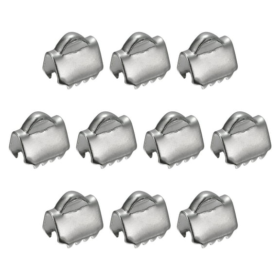 60Pack Ribbon End Crimp Clamps, 6.5mm Smooth Stainless Steel Pinch Cord End Clasps, Silver Tone